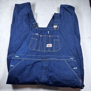 Round House Bib Overalls Mens 36x30 Blue Denim Workwear Utility Jeans New